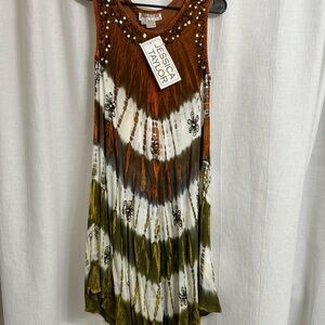 Jessica Taylor Asymmetrical Tie-Dye Dress